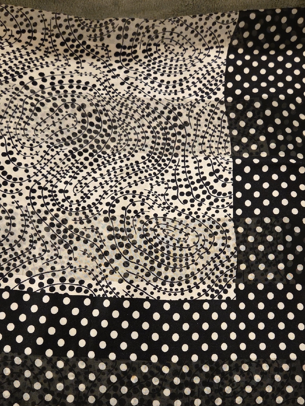 Black & White Polka Dot and Swirl Print Silk Scarf, Jaeger